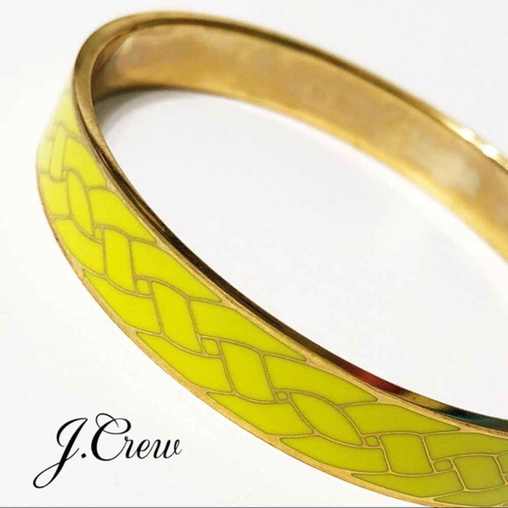 J. Crew Yellow Etched Enamel Bangle Bracelet NWT